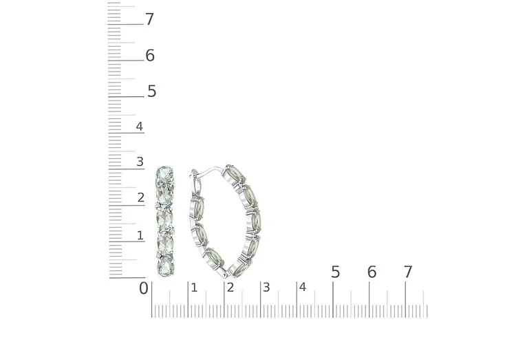 Серьги из белого золота с 16 празиолитами и 8 фианитами