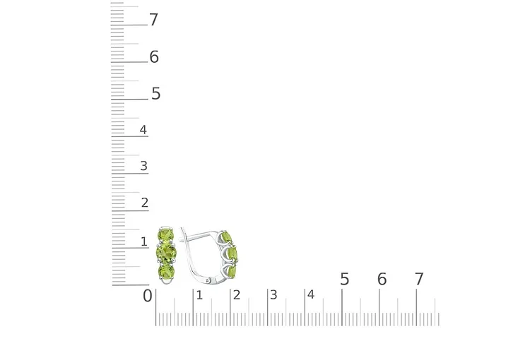 Серьги из белого золота с 6 хризолитами
