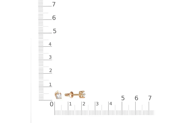 Серьги-пусеты из красного золота с 2 бриллиантами