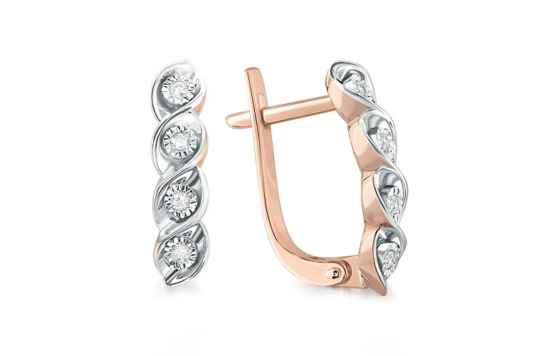 Серьги Дорожки из красного золота с 8 бриллиантами