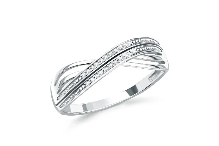 Кольцо из белого золота с 22 фианитами