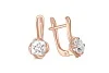 Серьги Цветы из красного золота с 2 кристаллами swarovski