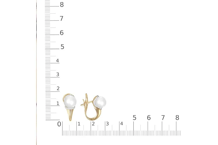 Серьги из жёлтого золота с 2 жемчужинами и 60 бриллиантами