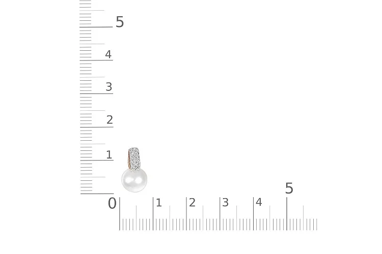 Подвеска из красного золота с жемчугом и 19 фианитами