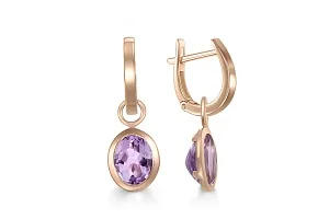 Серьги-трансформеры из красного золота с 2 аметистами