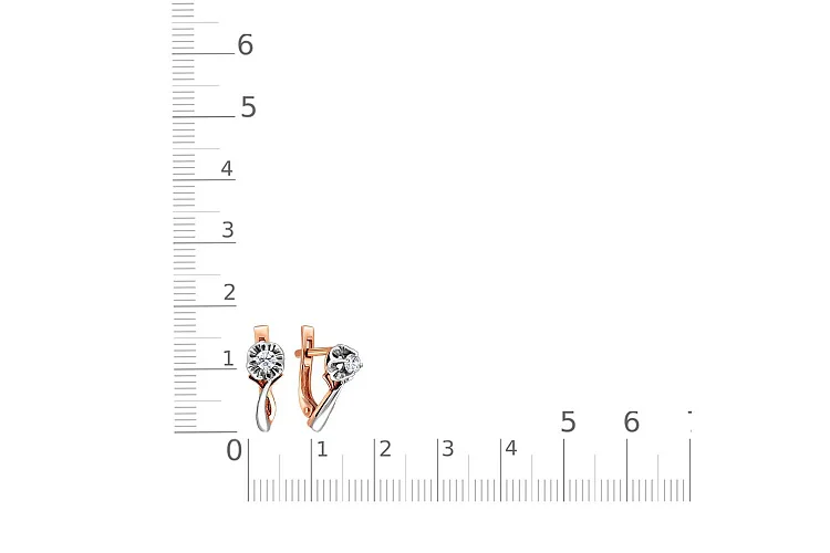 Серьги Цветы из красного золота с 2 бриллиантами