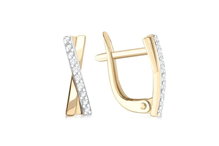 Серьги из жёлтого золота с 20 фианитами
