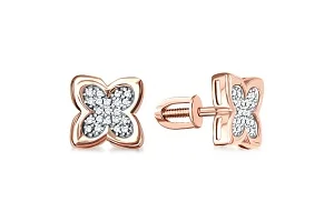 Серьги-пусеты Клевер из красного золота с 42 бриллиантами