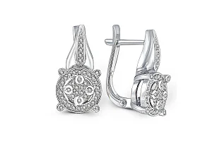 Серьги из белого золота с 86 фианитами