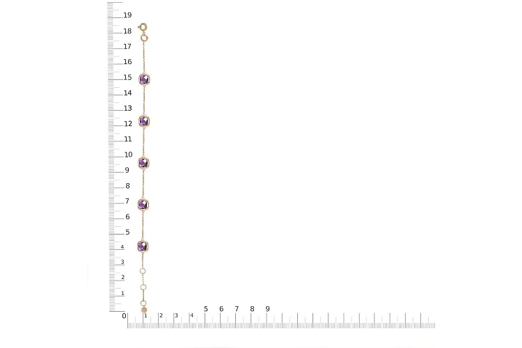 Браслет из красного золота с 5 аметистами