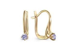Серьги из жёлтого золота с 2 танзанитами