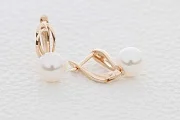 Серьги из красного золота с 2 жемчужинами