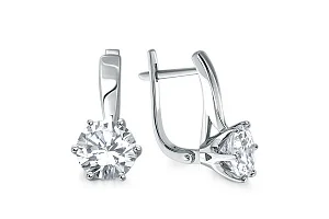 Серьги из белого золота с 2 фианитами