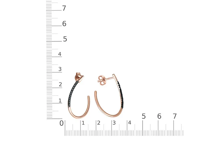 Серьги-пусеты из красного золота с 24 фианитами