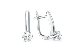 Серьги из белого золота с 2 фианитами