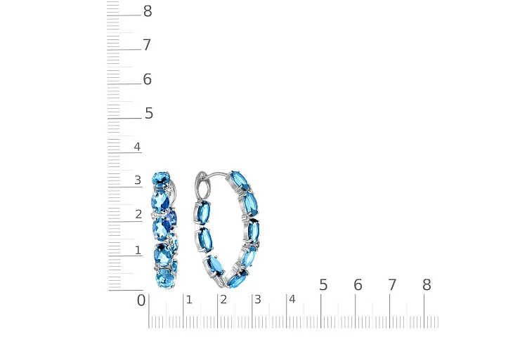 Серьги из белого золота с 16 топазами swiss и 8 фианитами