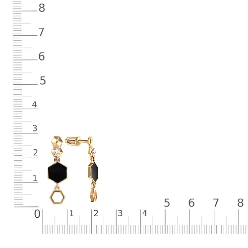 Серьги-пусеты из жёлтого золота с 2 фианитами