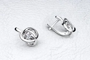 Серьги из белого золота с 2 фианитами