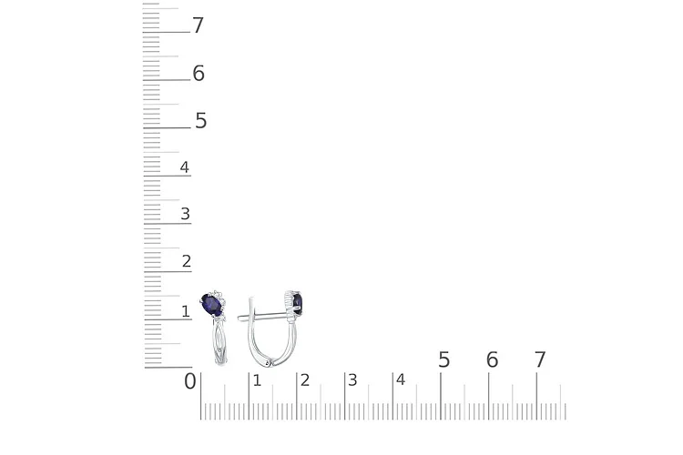 Серьги из белого золота с 2 сапфирами и 6 бриллиантами