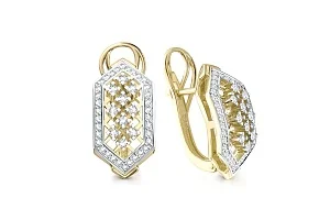 Серьги из жёлтого золота с 88 фианитами