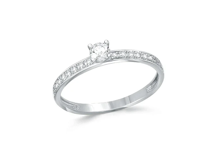 Кольцо Дорожка из белого золота с 19 фианитами