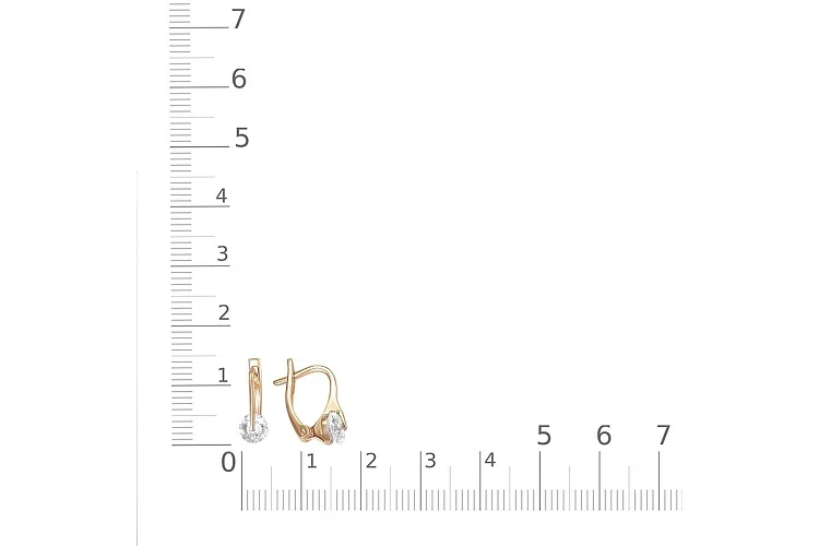 Серьги из красного золота с 2 кристаллами swarovski