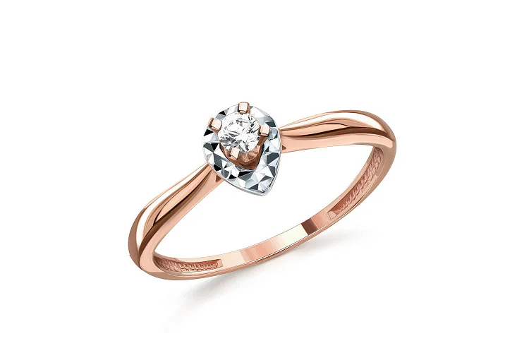 Кольцо из красного золота с фианитом