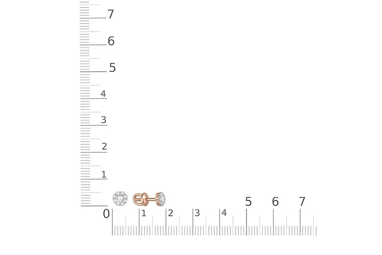 Серьги-пусеты Малинки из красного золота с 18 бриллиантами
