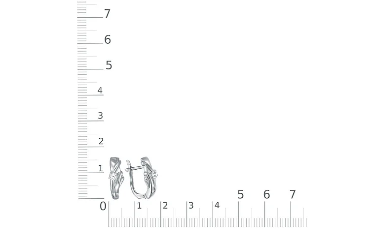 Серьги из белого золота с 2 фианитами