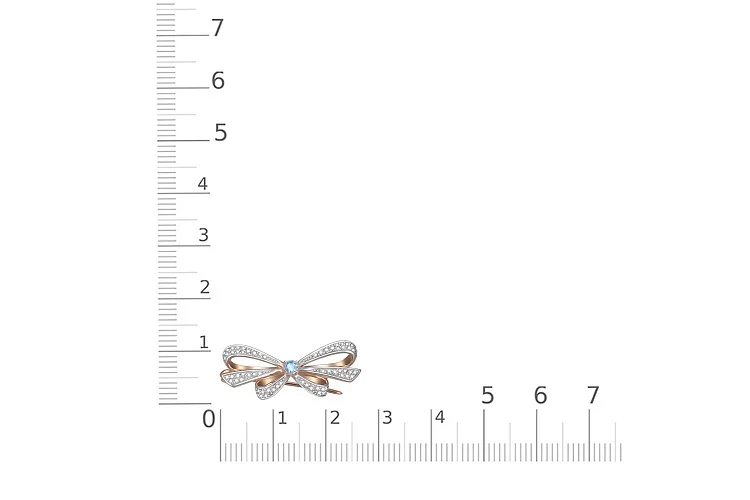 Брошь Бантик из красного золота с топазом swiss и 66 фианитами