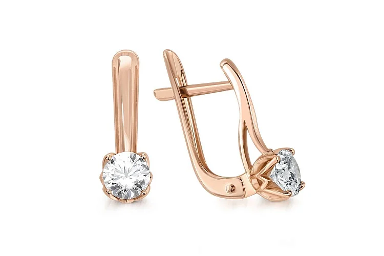 Серьги из красного золота с 2 муассанитами