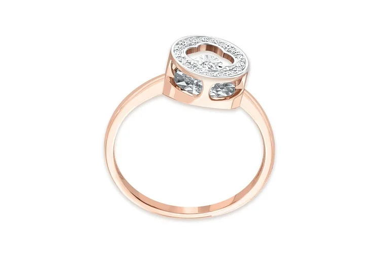 Кольцо Клевер из красного золота с 17 бриллиантами