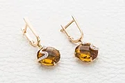 Серьги из красного золота с 2 султанитами и 14 фианитами