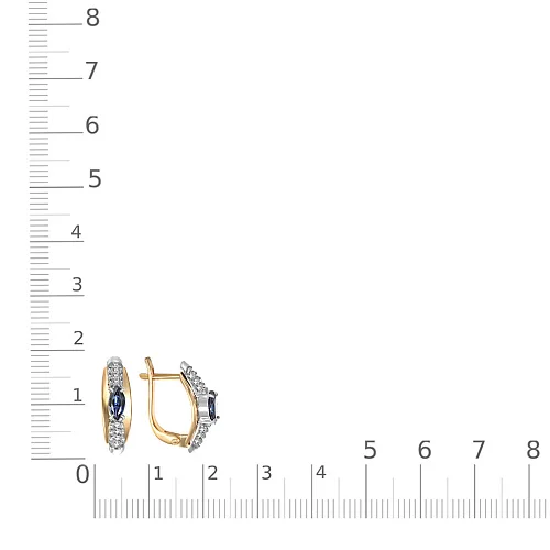 Серьги из жёлтого золота с 2 сапфирами и 40 бриллиантами