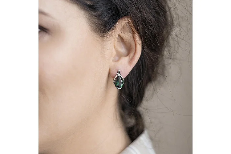 Серьги из белого золота с 2 турмалинами