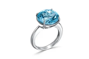 Кольцо из белого золота с топазом sky