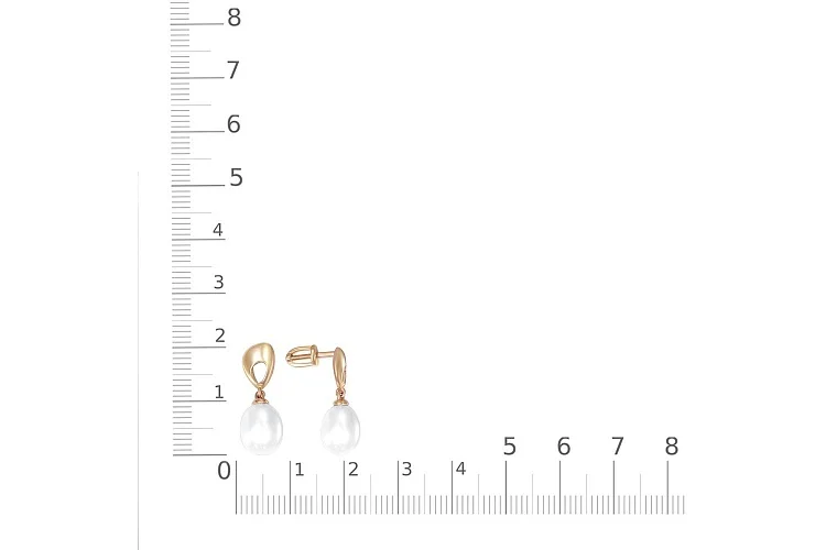 Серьги-пусеты из красного золота с 2 жемчужинами