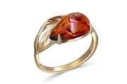 Кольцо из жёлтого золота с янтарём
