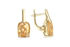 Серьги из жёлтого золота с 2 цитринами