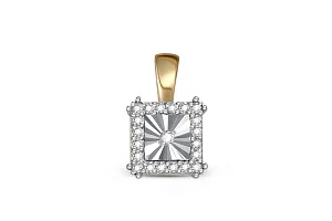 Подвеска Квадрат из жёлтого золота с 21 бриллиантами