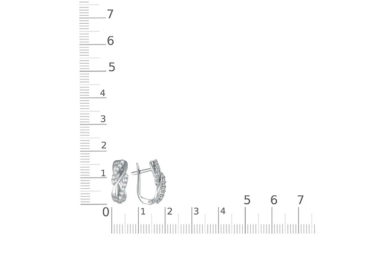 Серьги из белого золота с 26 фианитами