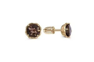 Серьги-пусеты из жёлтого золота с 2 раухтопазами