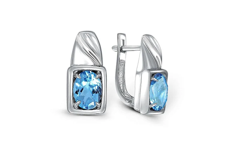 Серьги из белого золота с 2 ситаллами