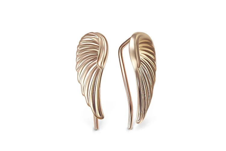 Серьги Крылья из красного золота без вставок