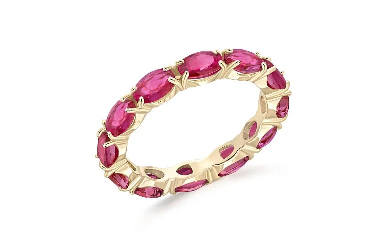 Кольцо Дорожка из жёлтого золота с 11 рубинами
