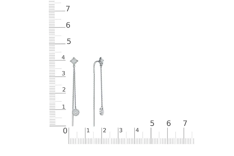 Серьги-продёвки из белого золота с 4 бриллиантами