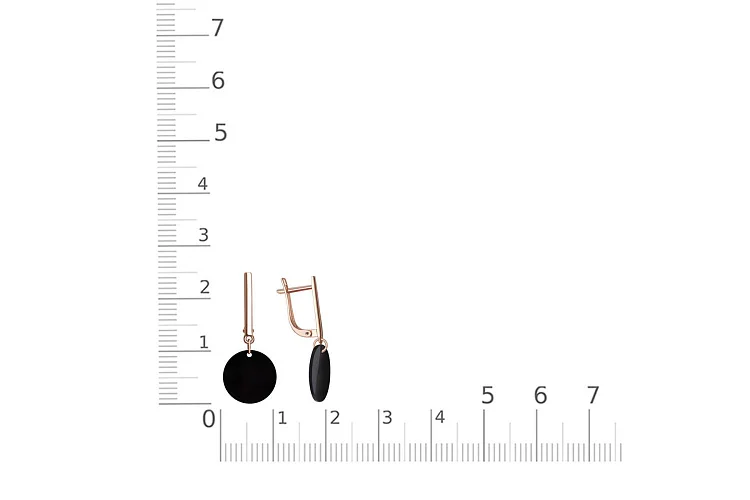 Серьги из красного золота с 2 ониксами