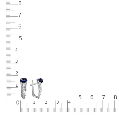 Серьги из белого золота с 2 сапфирами и 12 бриллиантами
