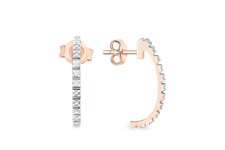 Серьги-пусеты Дорожки из красного золота с 22 фианитами