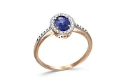 Кольцо из красного золота с сапфиром и 28 бриллиантами
